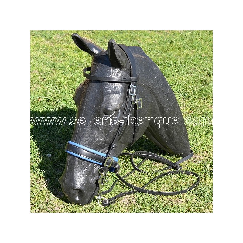Snaffle portuguese bridle PEDRO LOPES "classic recta" pull-back noseband Snaffle portuguese bridle PEDRO LOPES "classic recta" pull-back noseband