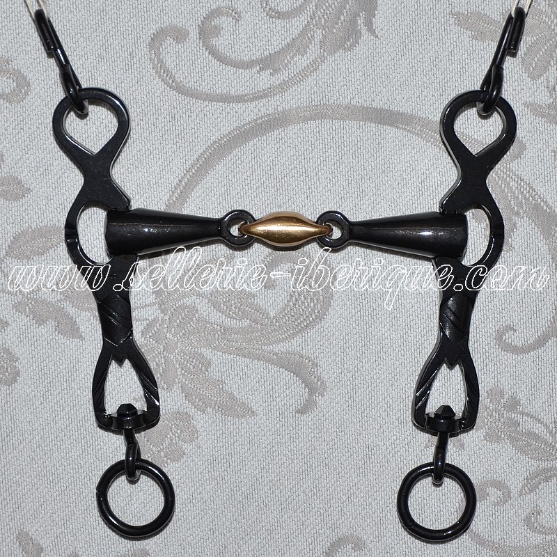 Mors cheval équitation portugais double-brisure noir