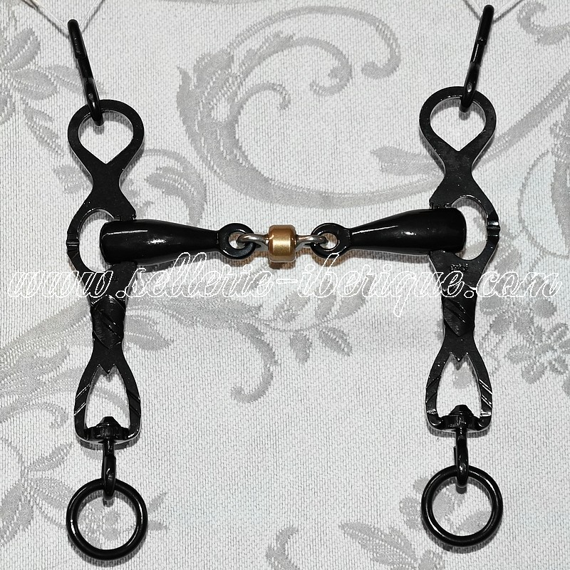 Mors d'équitation portugais double-brisure noir